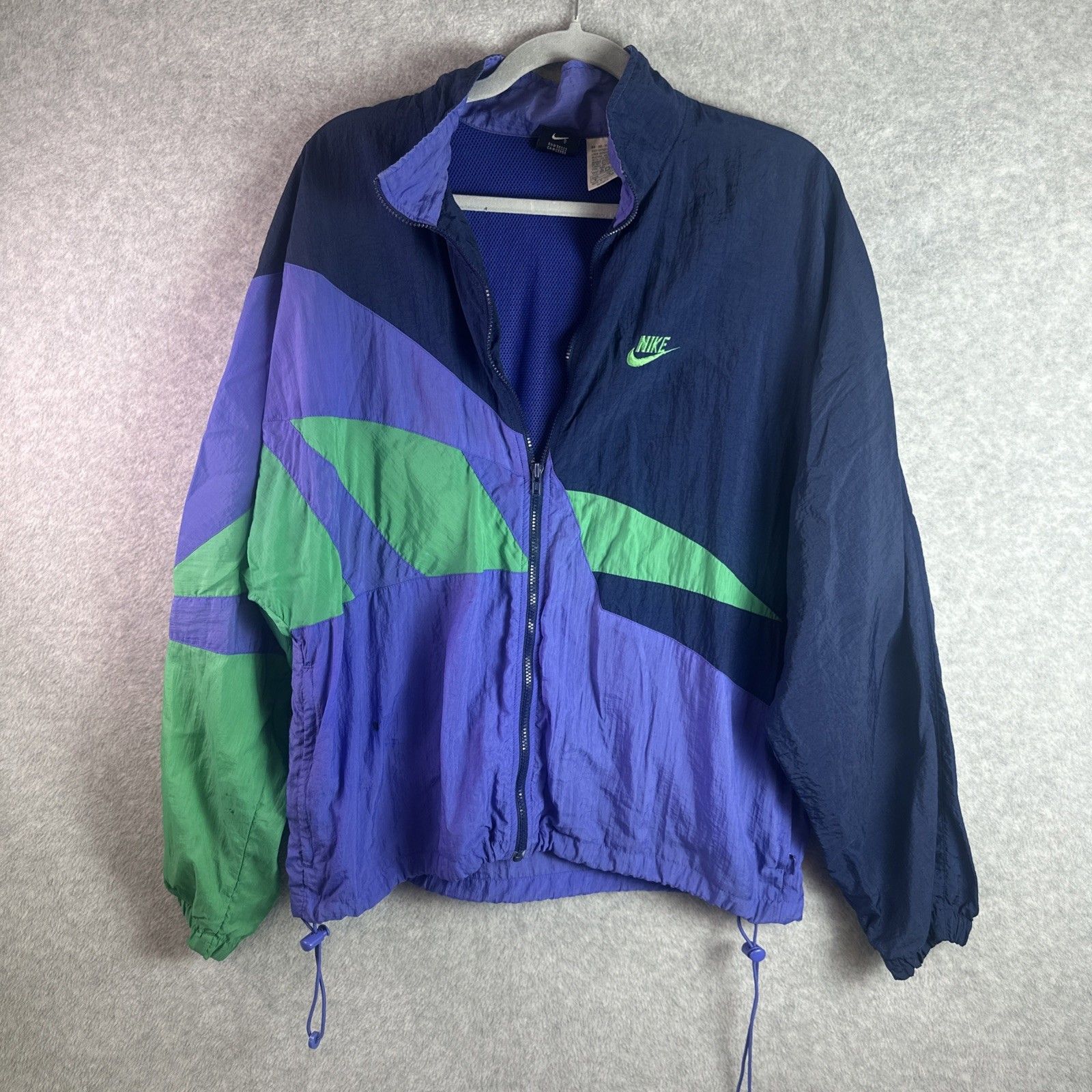 Vintage 1990’s Nike Track Jacket Windbreaker Tri-Color Vtg 90’s Size Medium Blue